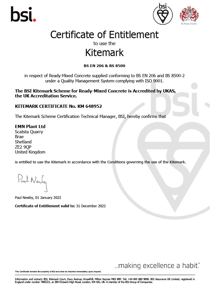 BSI Kitemark Scheme for Ready-Mixed Concrete